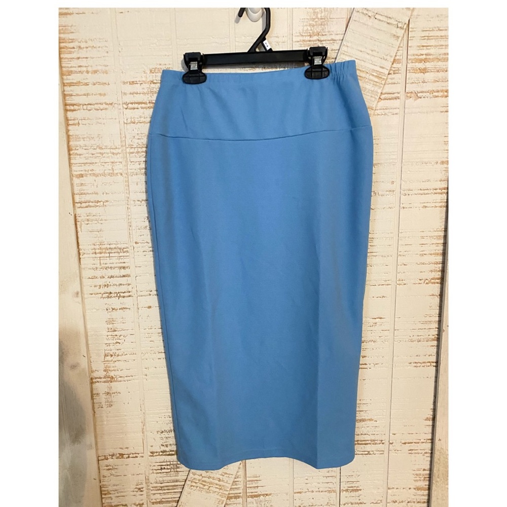 Powder blue long pencil skirt